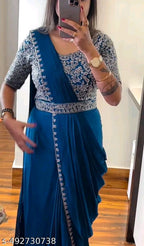 New Super Trending Embroidery Cording work ready to wear saree with embroidery blouse