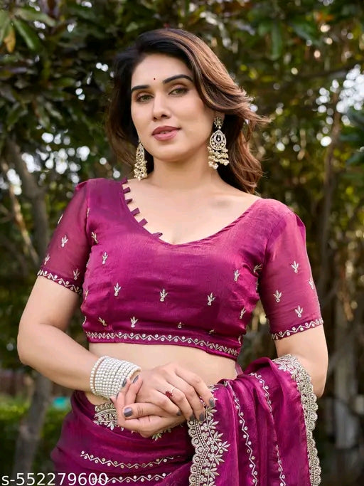 Women latest Jimmy-choo Saree with Embroidery work