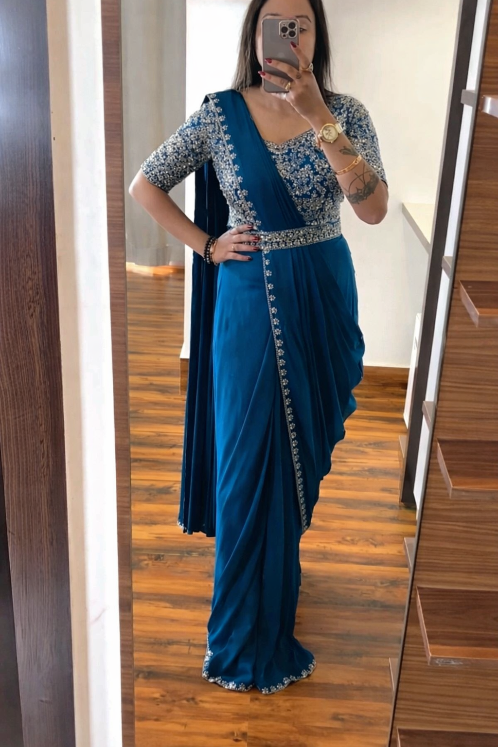 New Super Trending Embroidery Cording work ready to wear saree with embroidery blouse