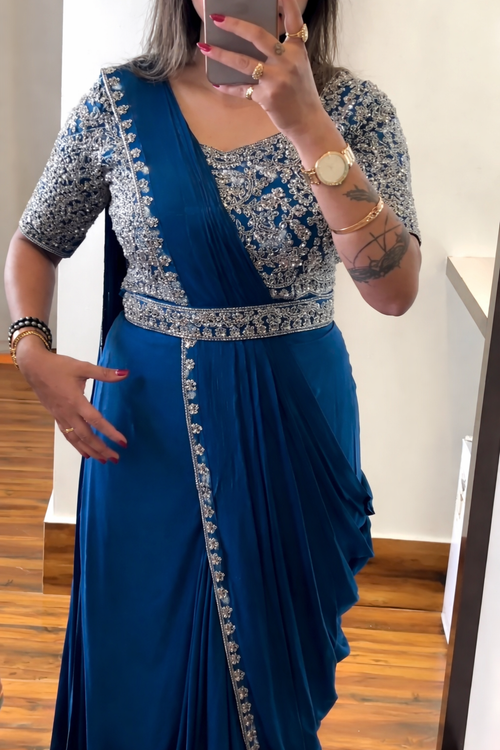 New Super Trending Embroidery Cording work ready to wear saree with embroidery blouse