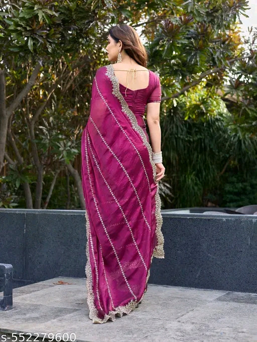 Women latest Jimmy-choo Saree with Embroidery work