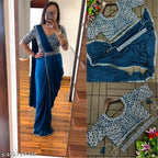 New Super Trending Embroidery Cording work ready to wear saree with embroidery blouse